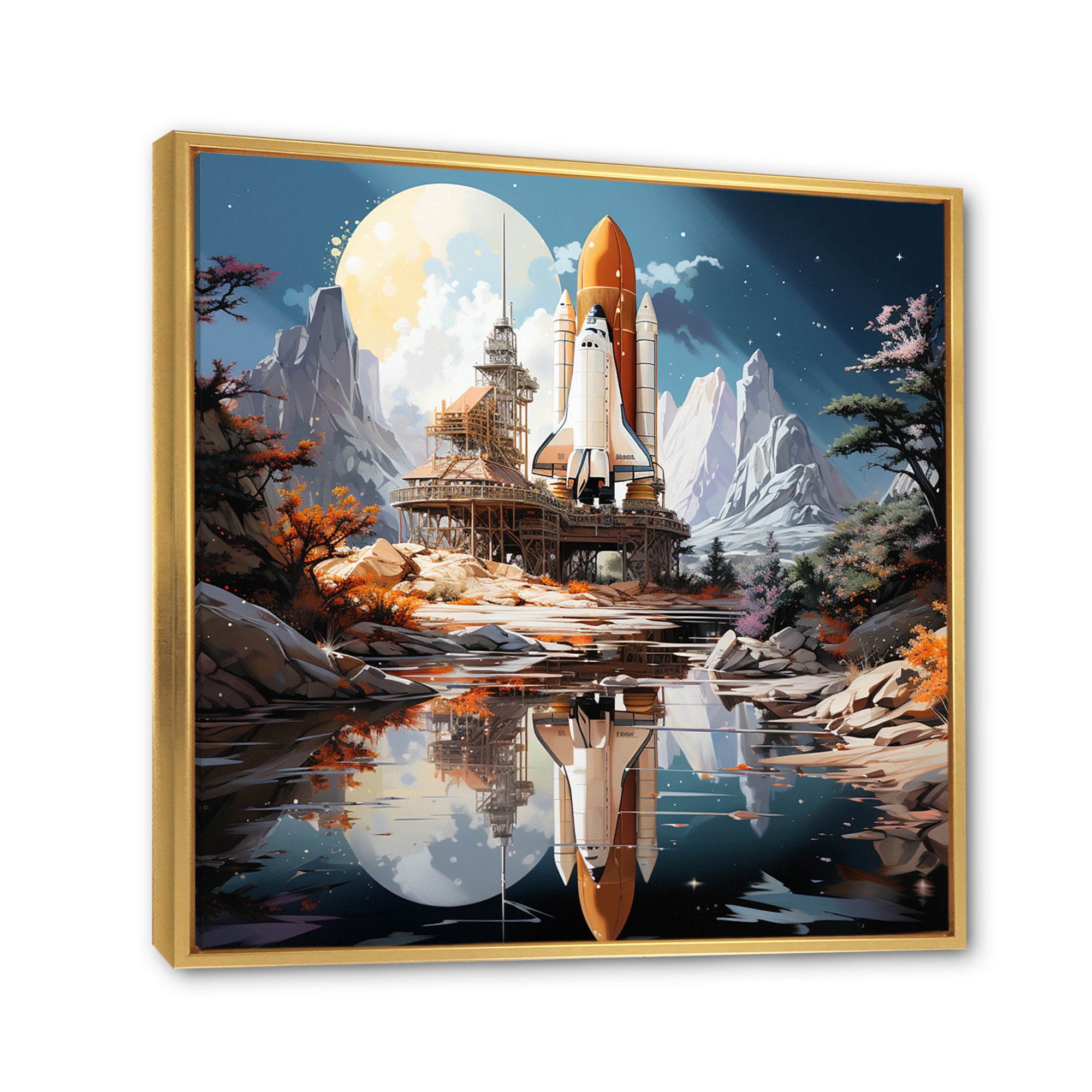 Rocketship Reflection On Water I - Rocketship Canvas Wall Art