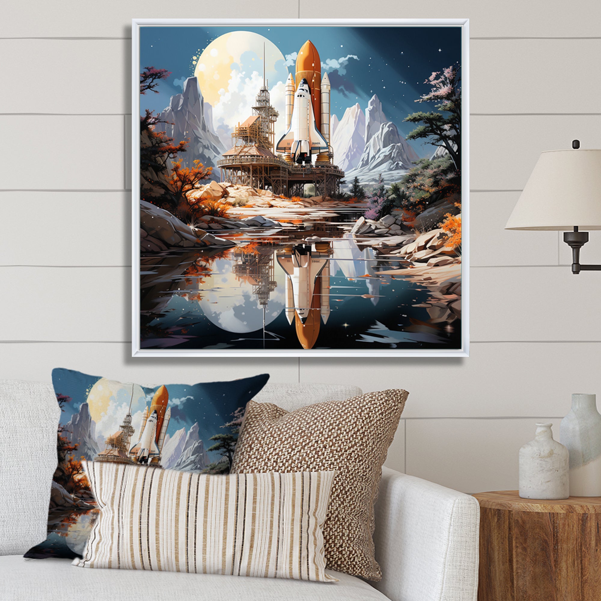 Rocketship Reflection On Water I - Rocketship Canvas Wall Art