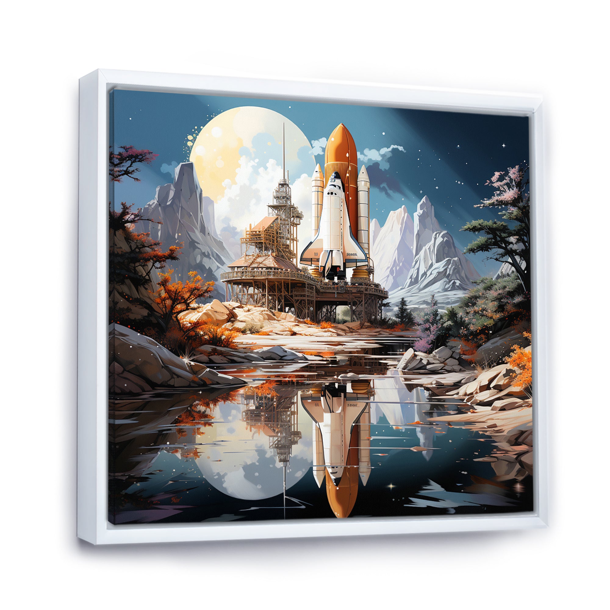 Rocketship Reflection On Water I - Rocketship Canvas Wall Art