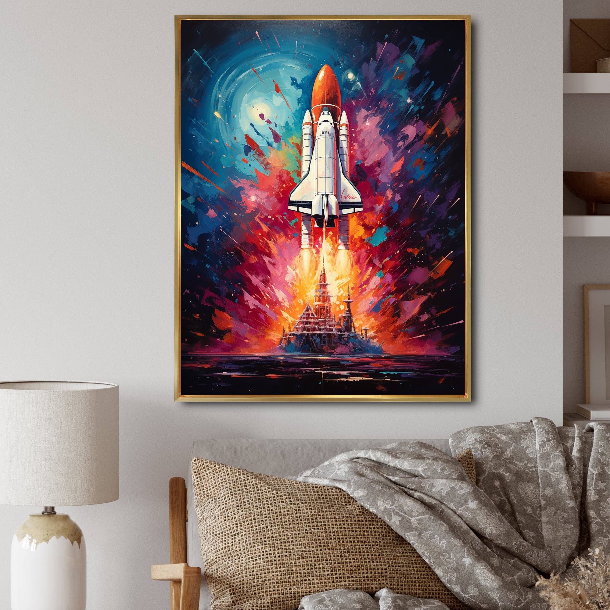 Rocketship Resonance - Rocketship Canvas Wall Art