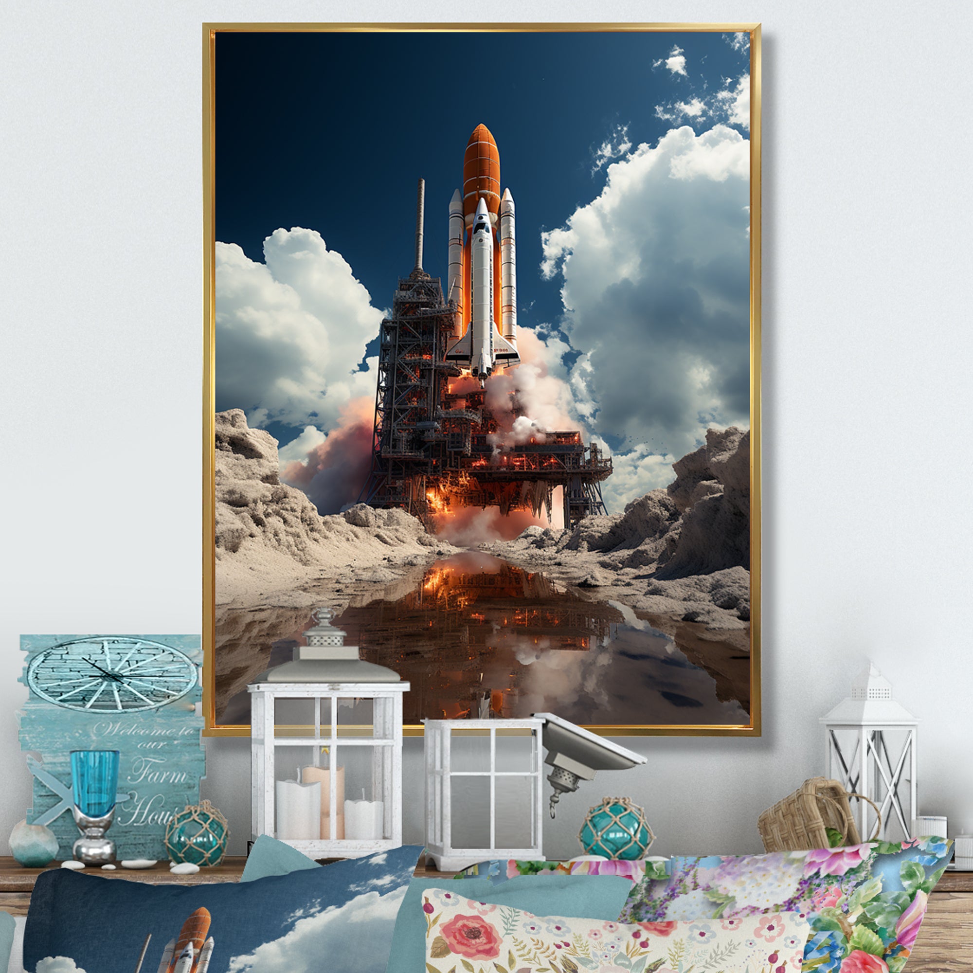 Rocketship Beyond The Atmosphere I - Rocketship Canvas Wall Art