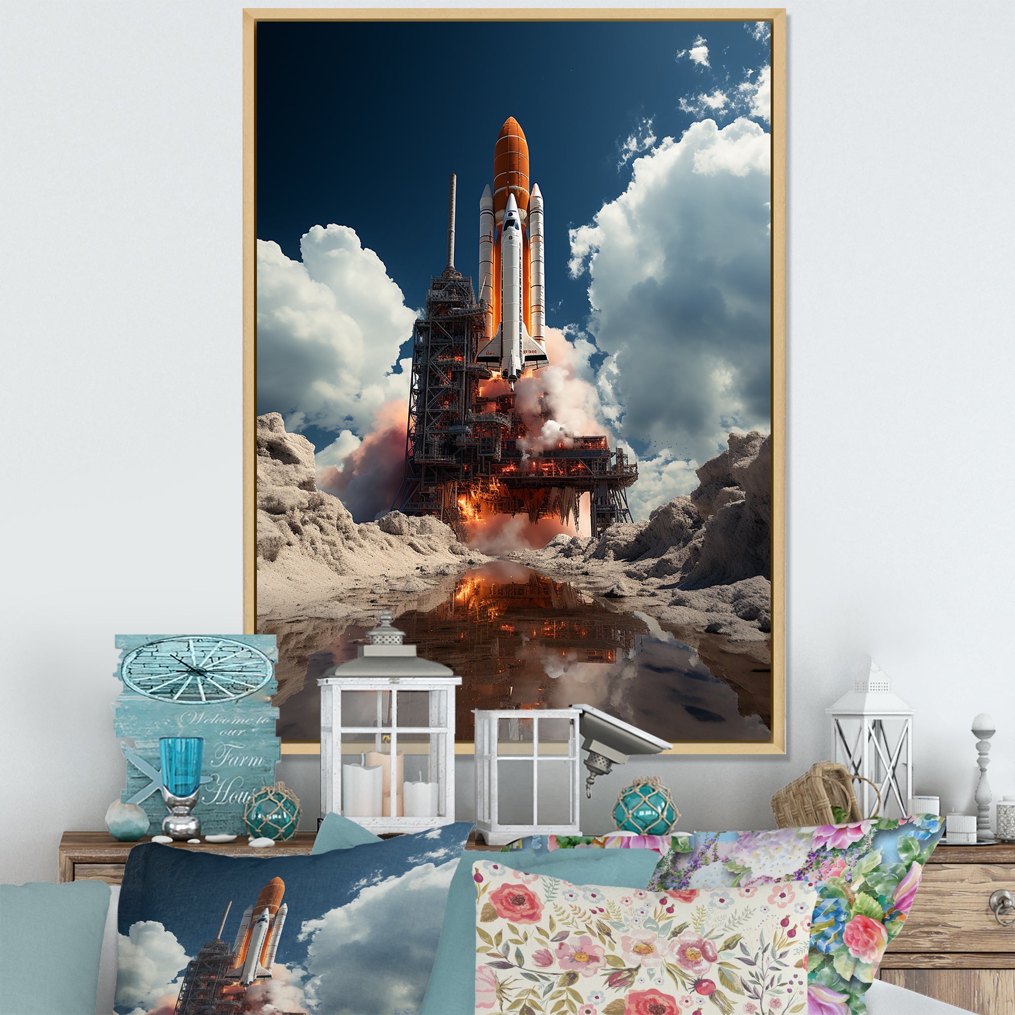 Rocketship Beyond The Atmosphere I - Rocketship Canvas Wall Art