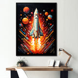 Rocketship Stellar Voyage I - Rocketship Canvas Wall Art