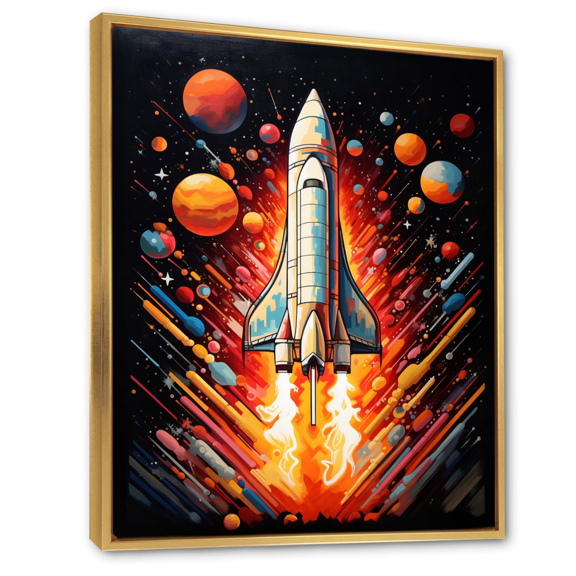 Rocketship Stellar Voyage I - Rocketship Canvas Wall Art