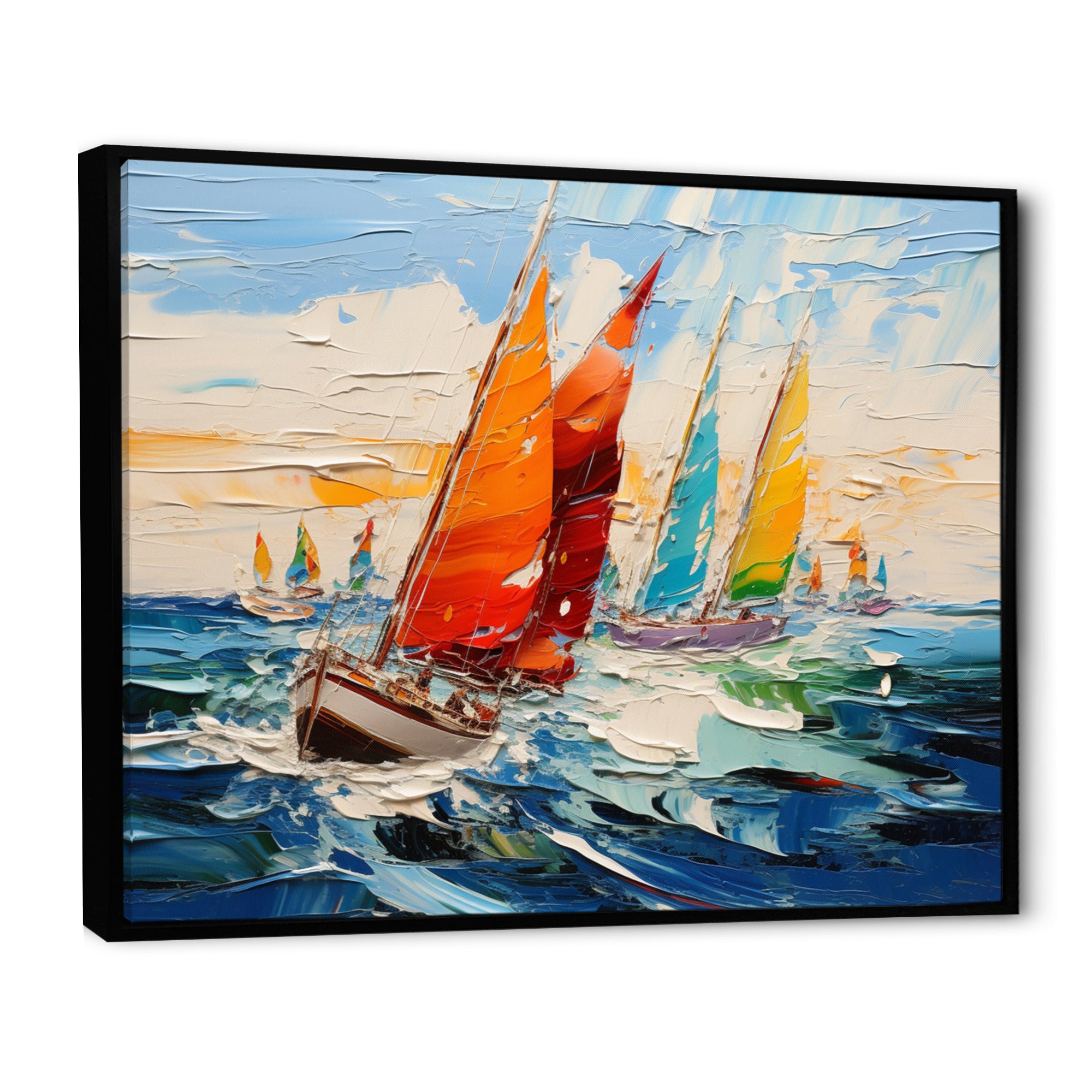 Sailboat Seascape Symphony I - Boat Sailing Canvas Wall Art