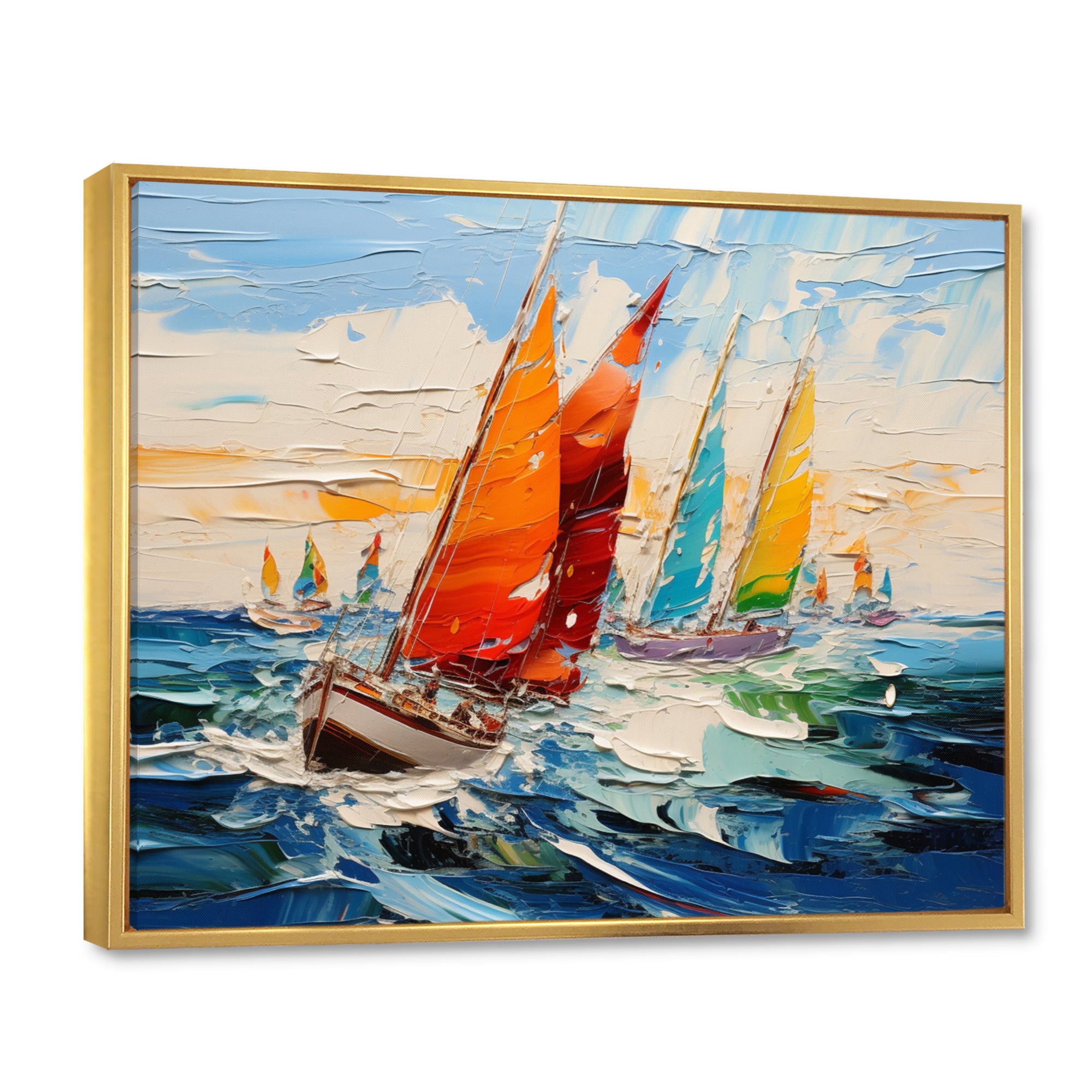 Sailboat Seascape Symphony I - Boat Sailing Canvas Wall Art