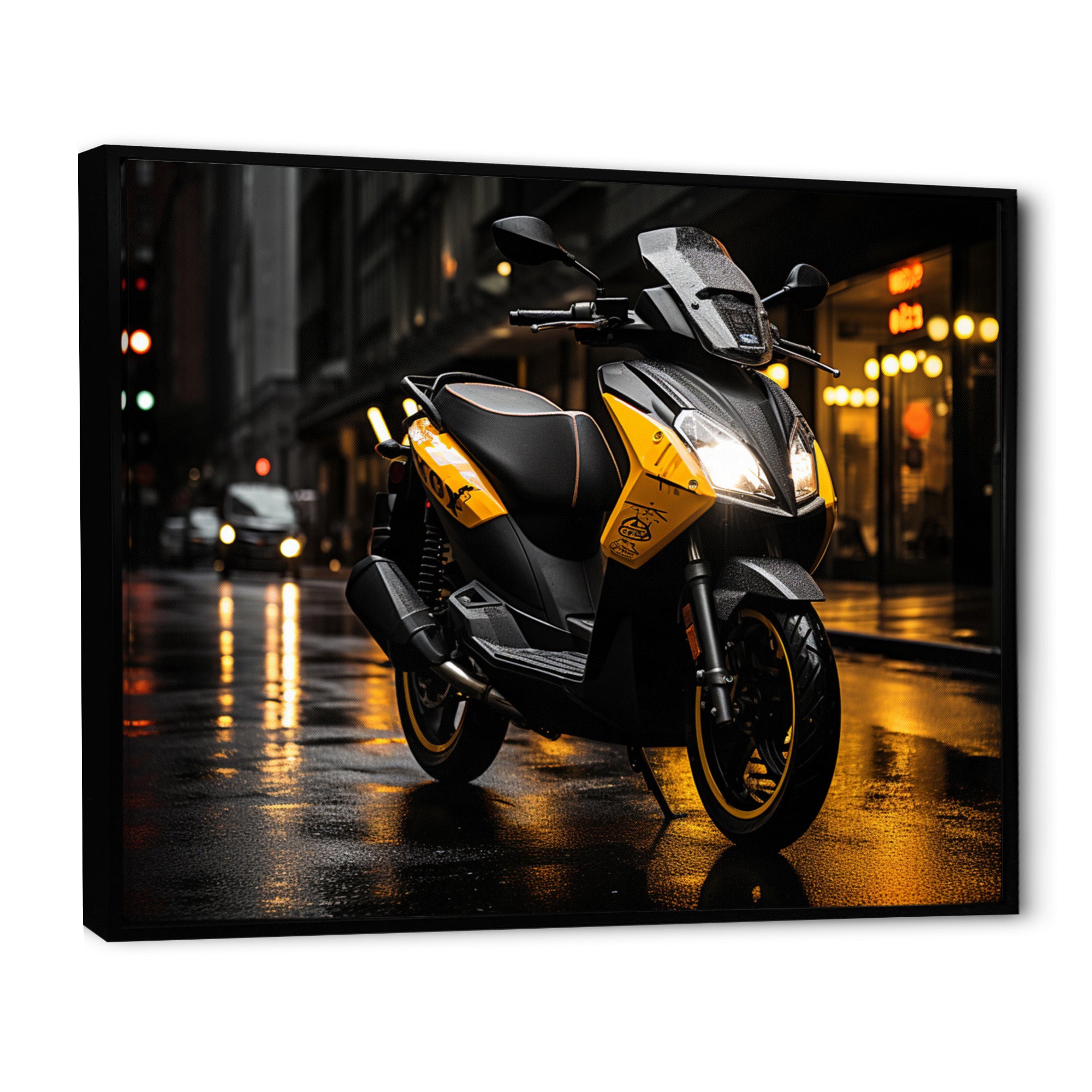 Yellow Black Scooter City Glide I - Scooter Canvas Wall Art