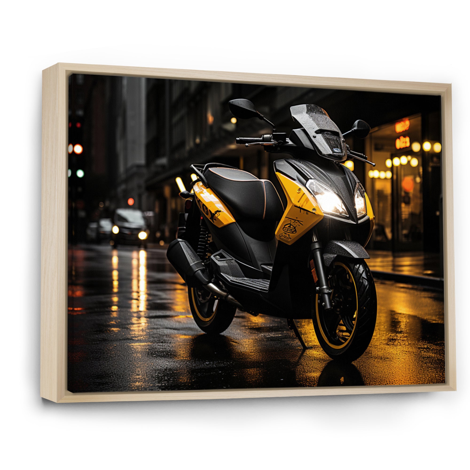 Yellow Black Scooter City Glide I - Scooter Canvas Wall Art