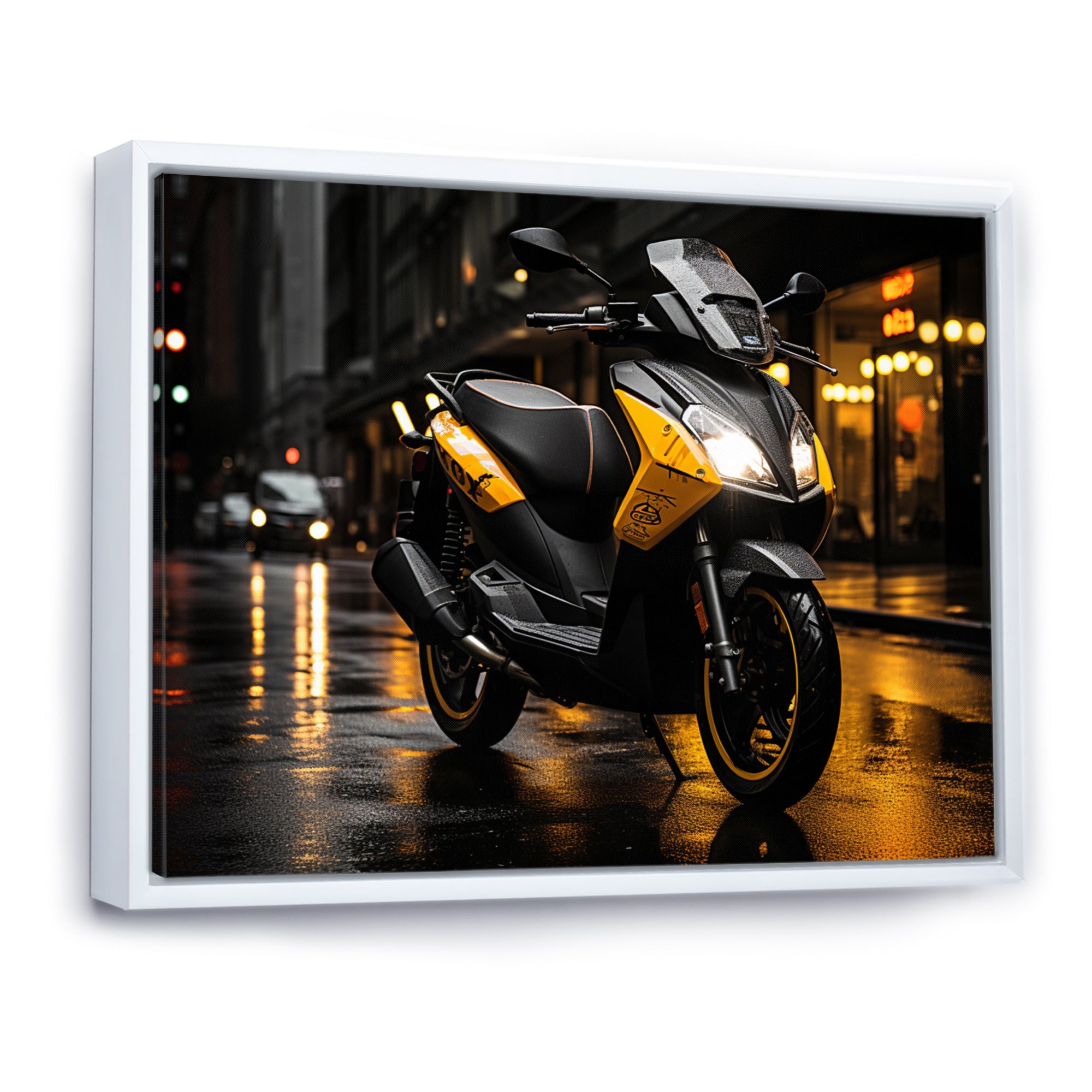 Yellow Black Scooter City Glide I - Scooter Canvas Wall Art