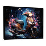 Teal Gold Scooter Night Glow - Scooter Canvas Wall Art