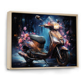 Teal Gold Scooter Night Glow - Scooter Canvas Wall Art