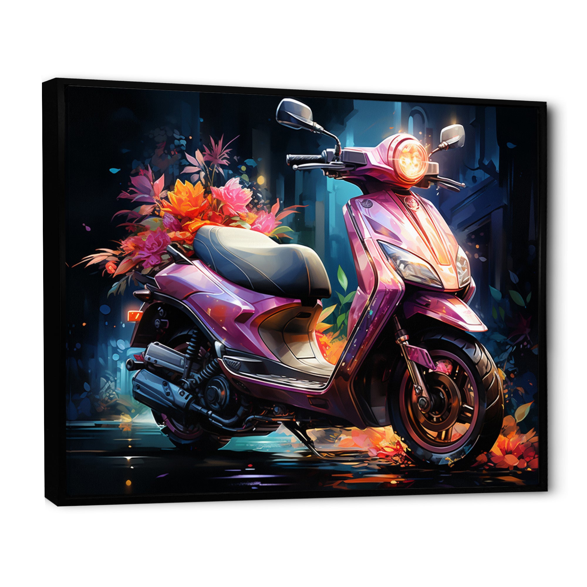 Purple Coral Scooter Night Glow - Scooter Canvas Wall Art