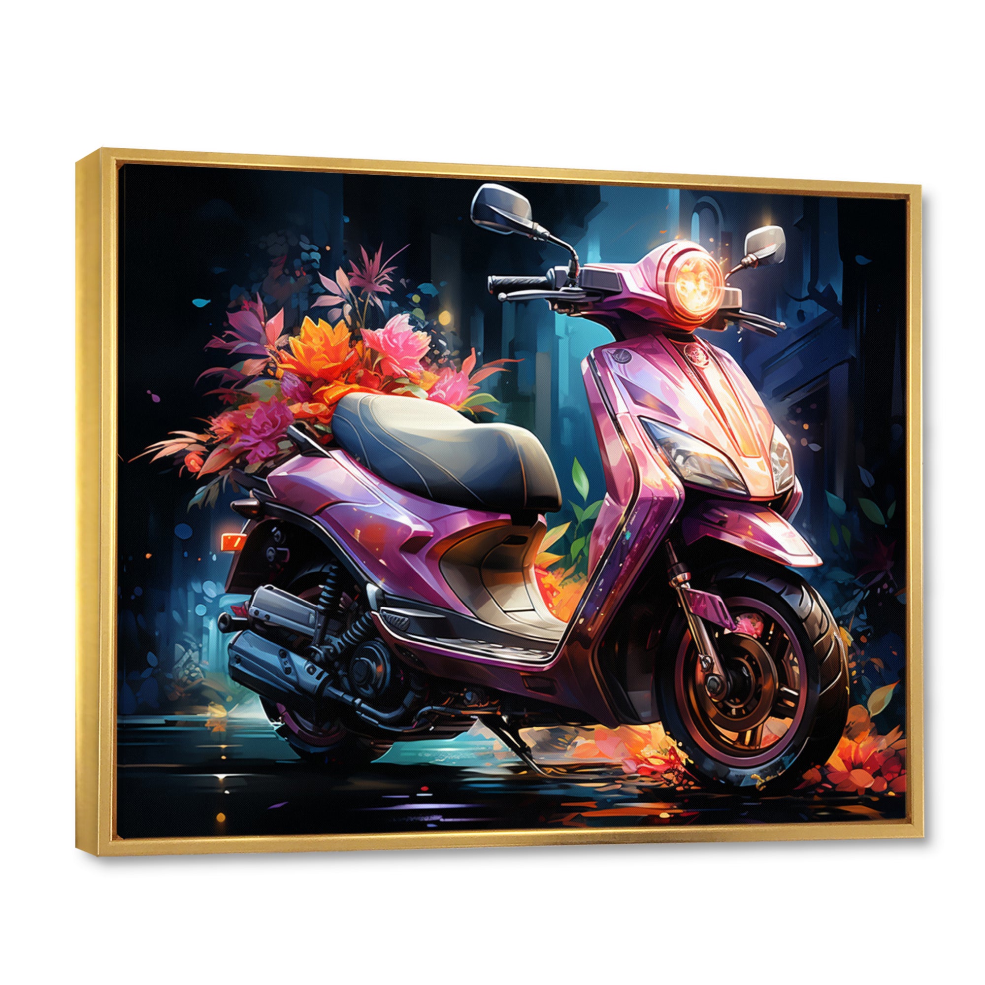 Purple Coral Scooter Night Glow - Scooter Canvas Wall Art