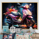 Purple Coral Scooter Night Glow - Scooter Canvas Wall Art