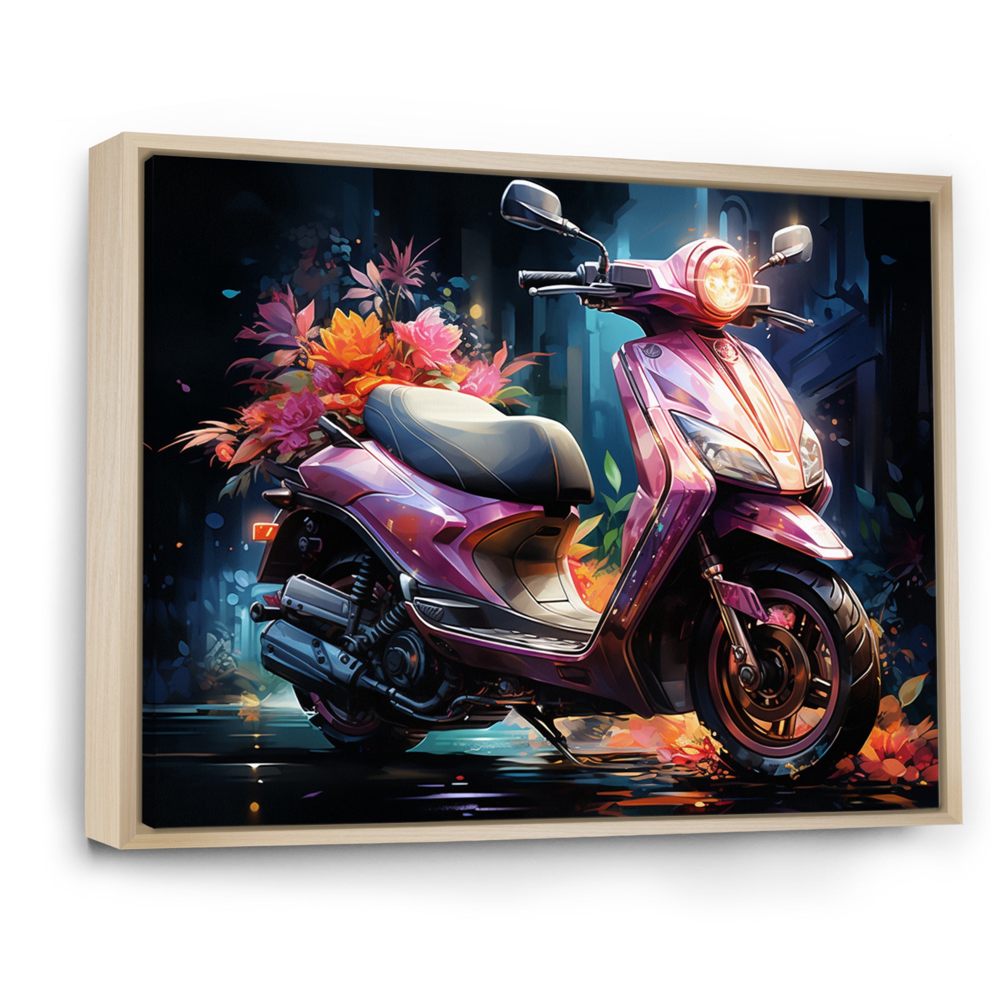 Purple Coral Scooter Night Glow - Scooter Canvas Wall Art