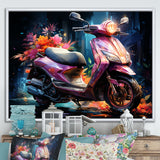 Purple Coral Scooter Night Glow - Scooter Canvas Wall Art