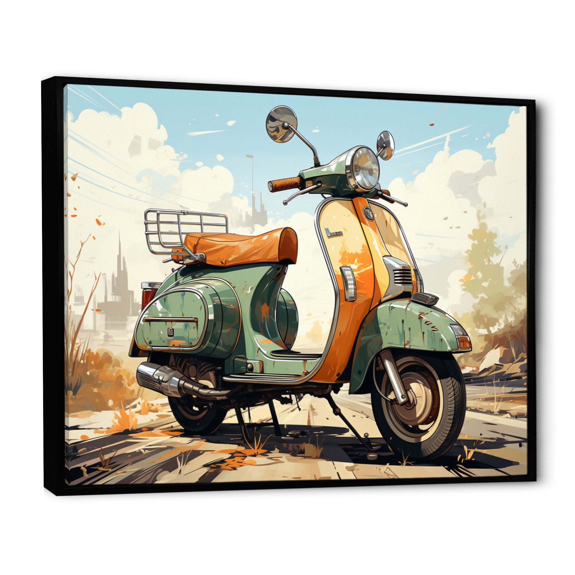 Scooter Retro Electric - Scooter Canvas Wall Art