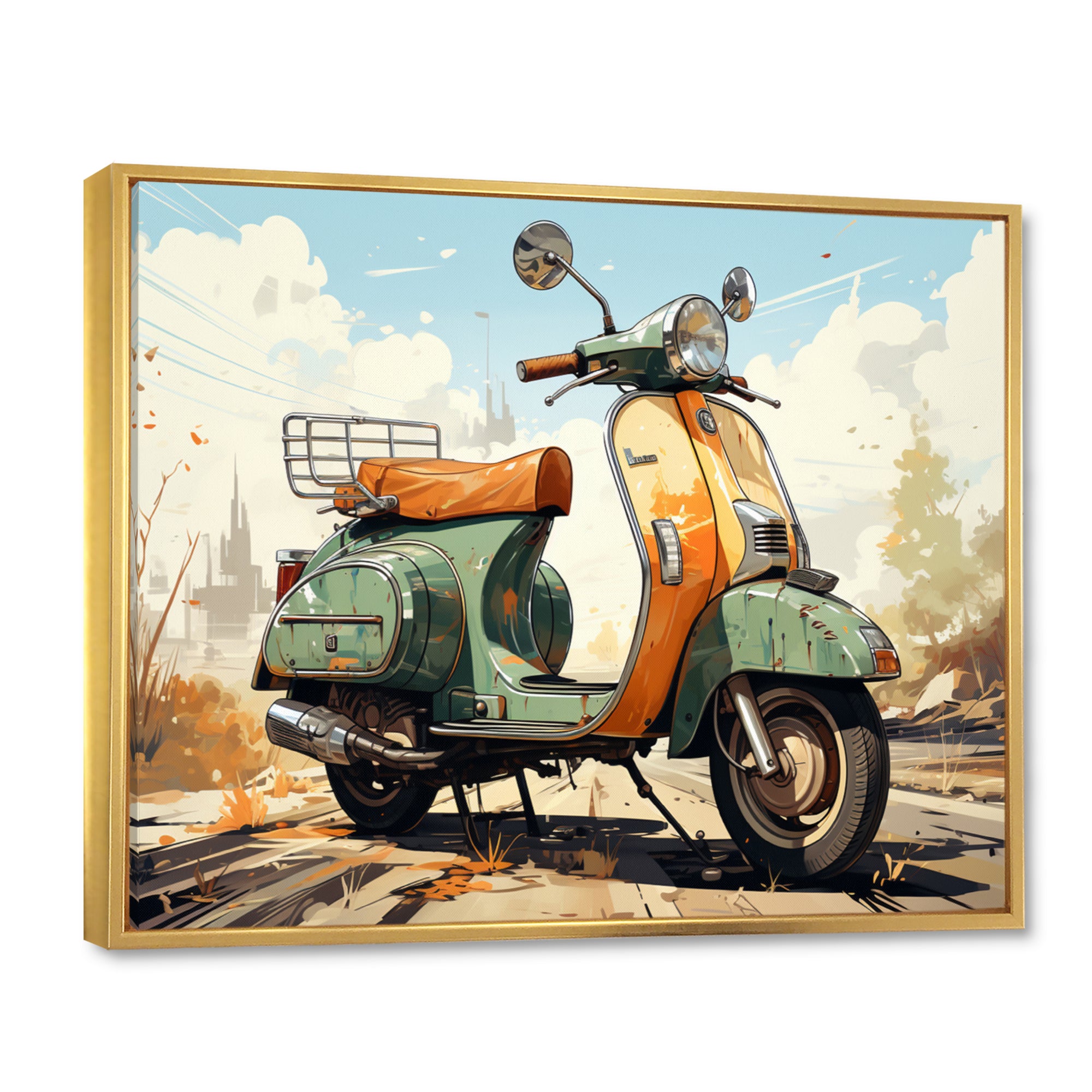Scooter Retro Electric - Scooter Canvas Wall Art