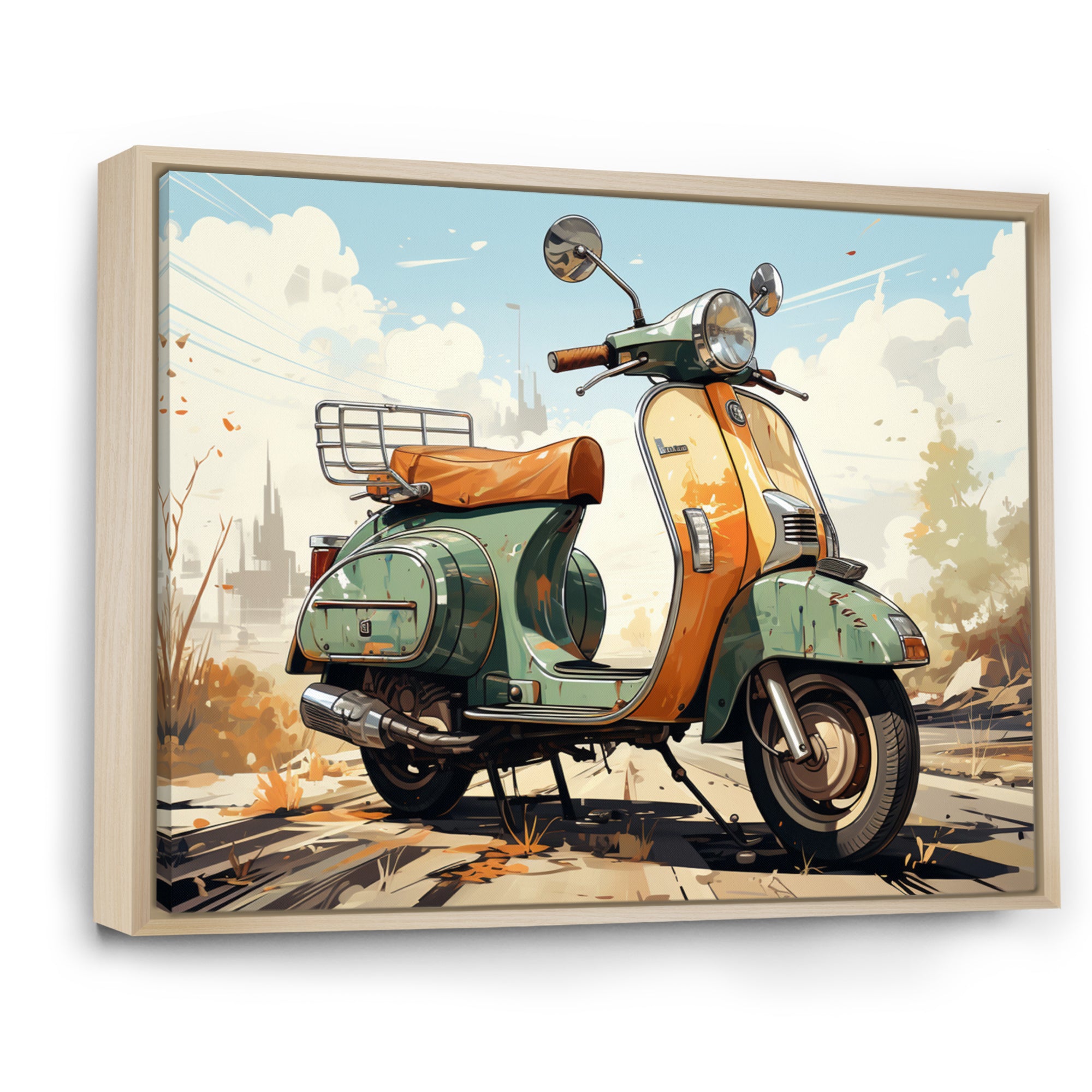 Scooter Retro Electric - Scooter Canvas Wall Art