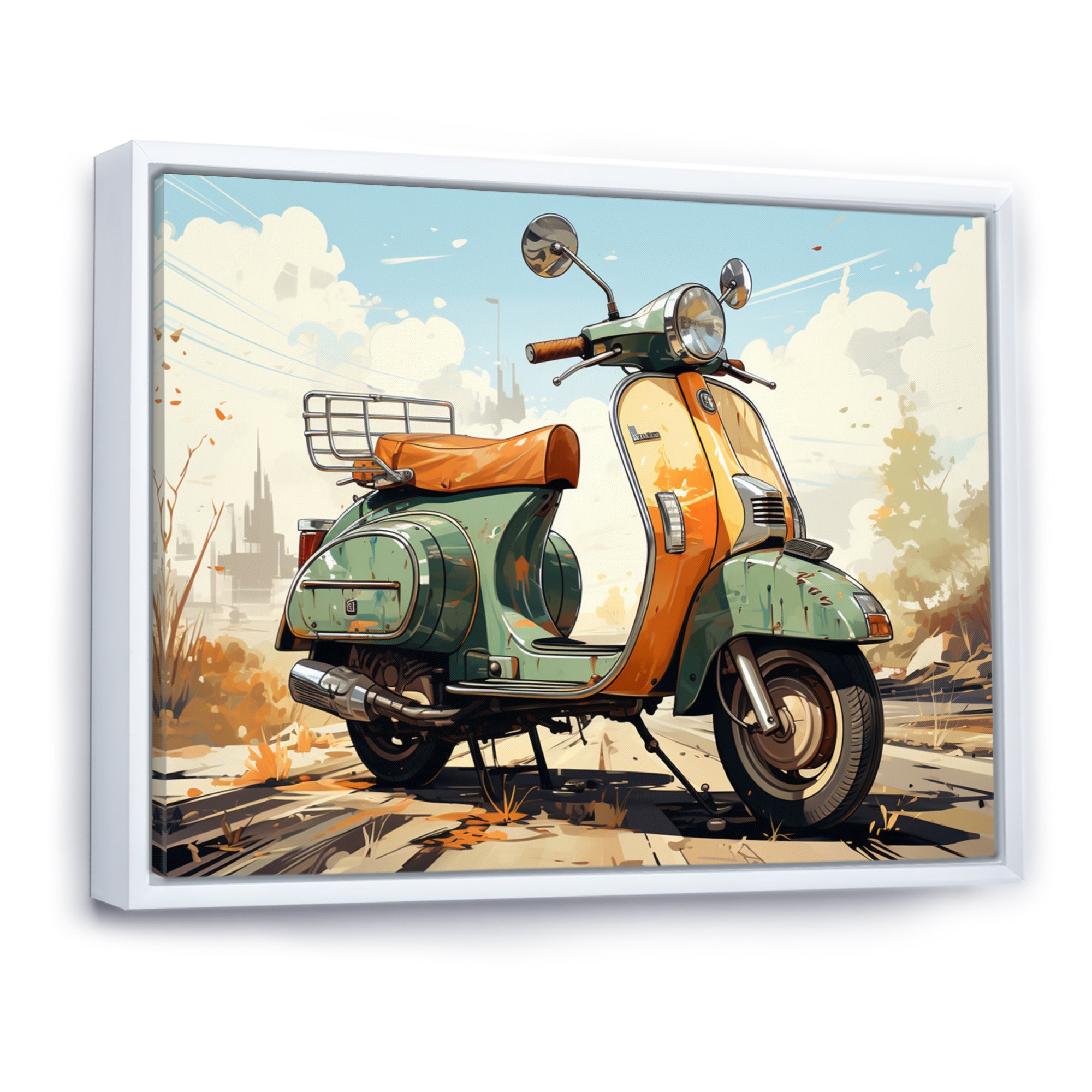 Scooter Retro Electric - Scooter Canvas Wall Art