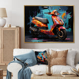 Teal Red Scooter Street Styler - Scooter Canvas Wall Art
