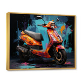Teal Red Scooter Street Styler - Scooter Canvas Wall Art