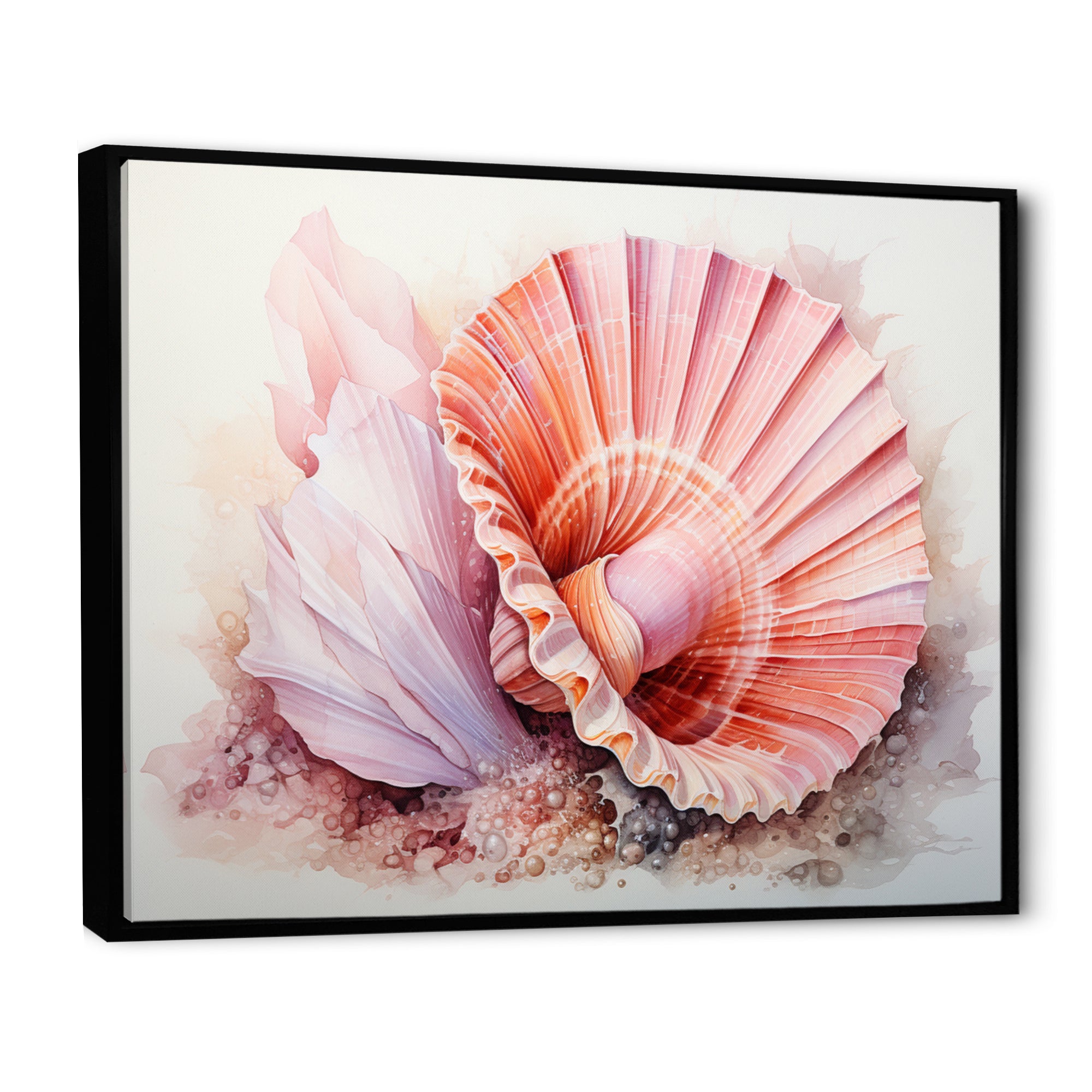 Peach Seashell Serenity - Seashell Large Canvas Wall Art