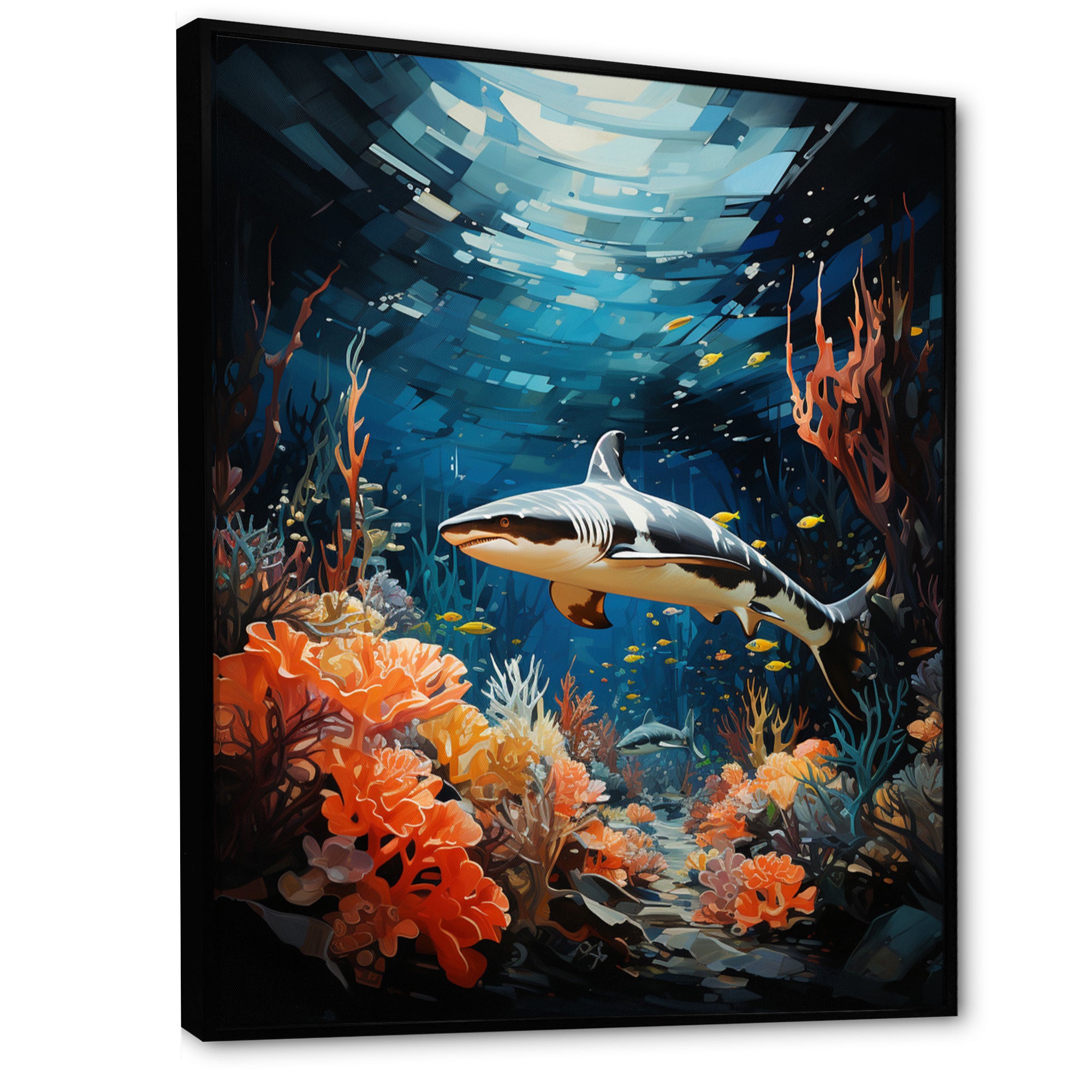 Teal Shark Animal Coastal Creatures - Shark Wall Art Prints