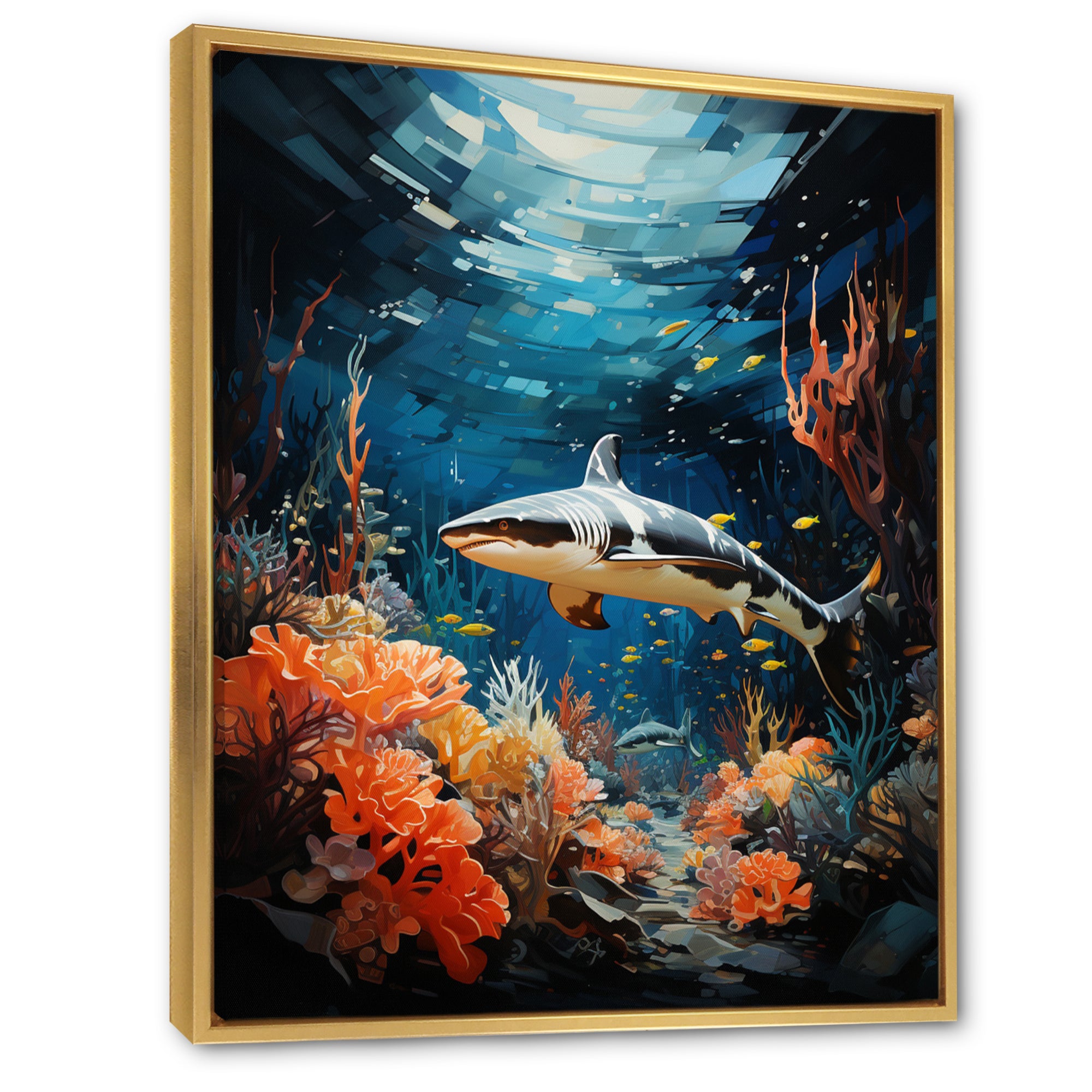 Teal Shark Animal Coastal Creatures - Shark Wall Art Prints