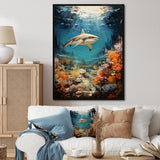 Teal Shark Coastal Creatures - Shark Wall Art Prints