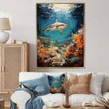 Teal Shark Coastal Creatures - Shark Wall Art Prints