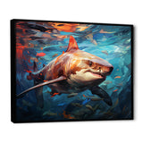 Teal Shark Oceans Dance Geometric - Teal Shark Wall Art