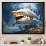 Grey Teal Shark Stride - Shark Framed Canvas Art