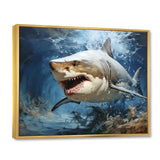 Grey Teal Shark Stride - Shark Framed Canvas Art