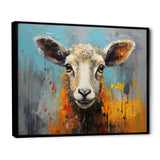 Teal Palette Knife Sheep - Sheep Framed Canvas Art