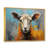 Teal Palette Knife Sheep - Sheep Framed Canvas Art