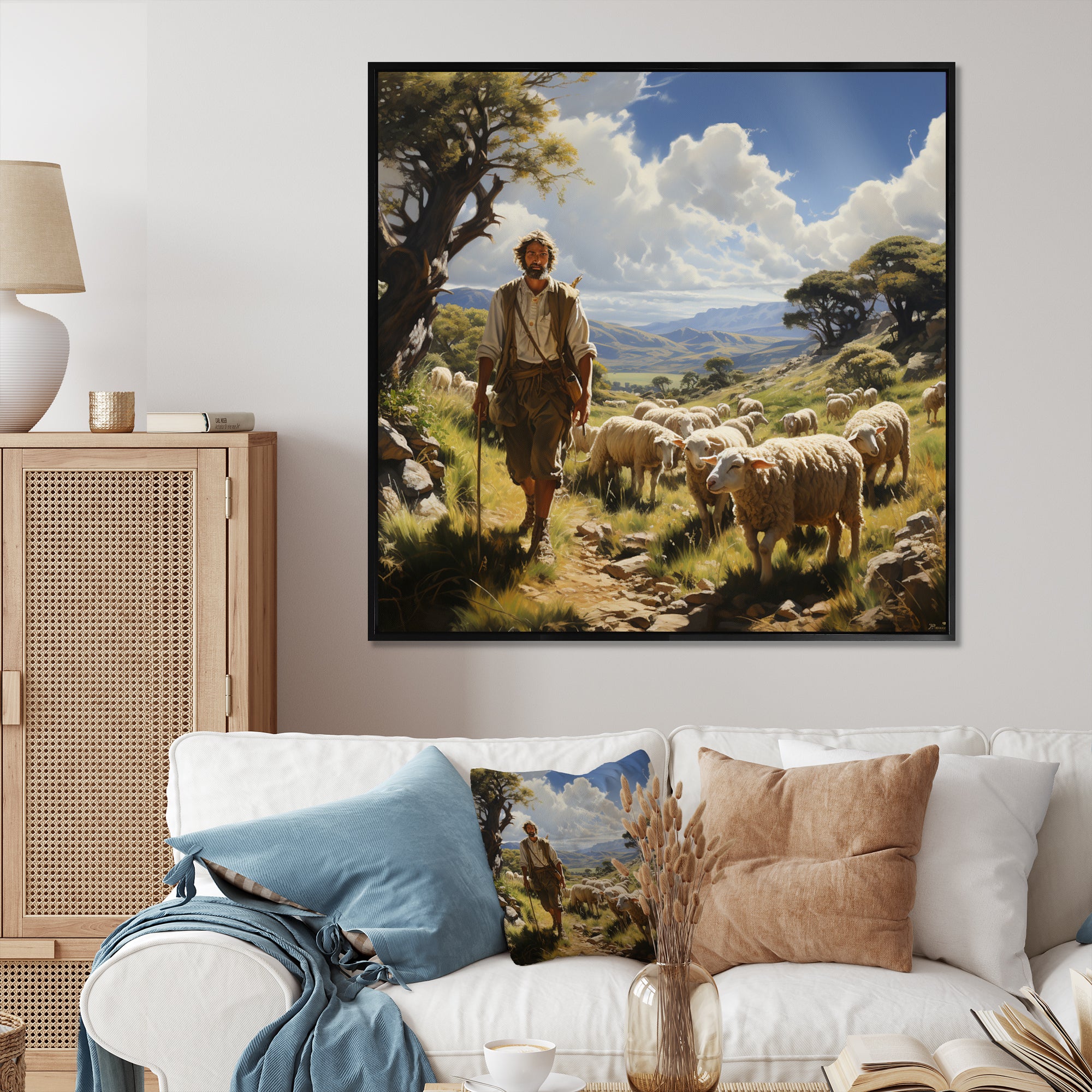 The Shepherds Song - Sheep Canvas Wall Art