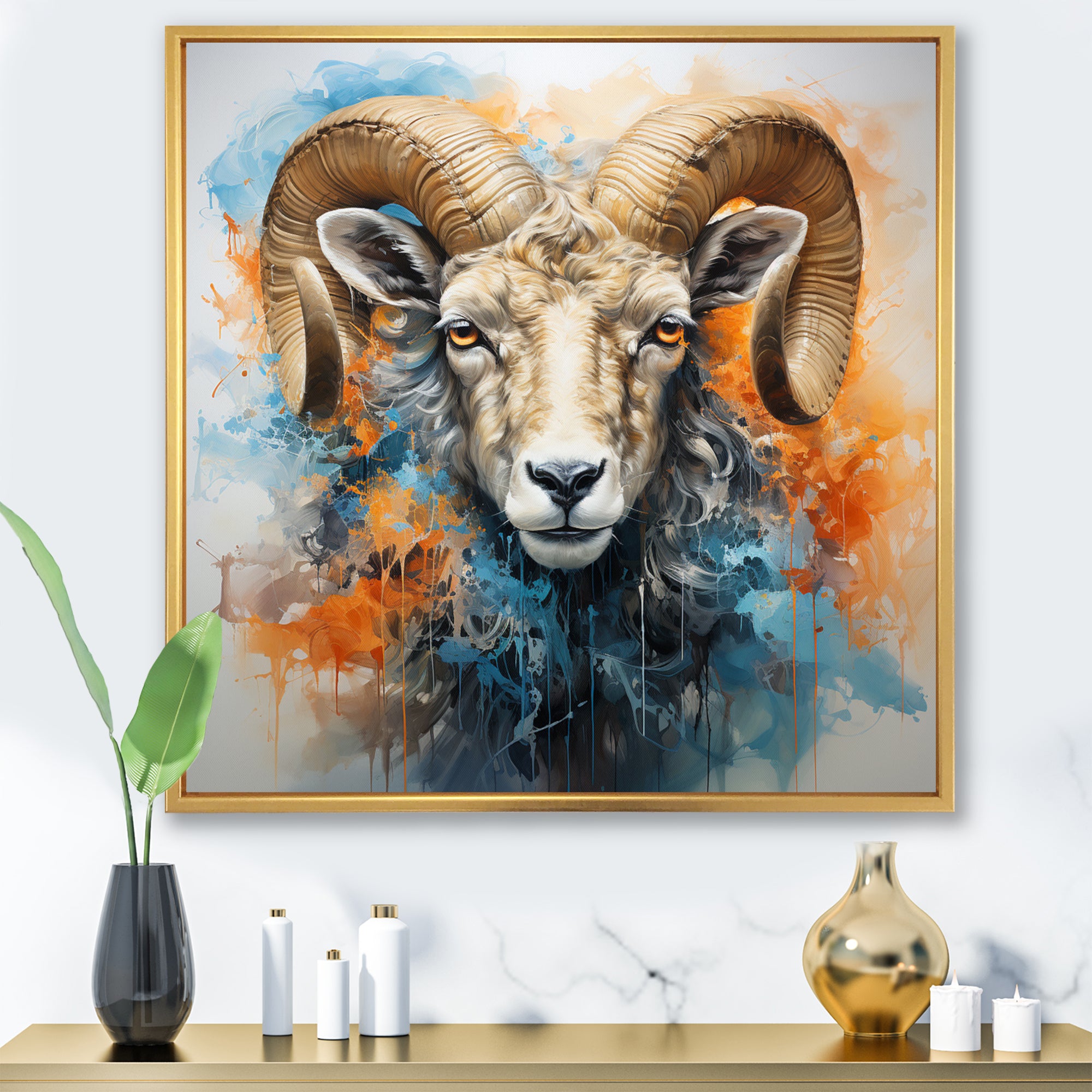 Teal Sheep Transcendent Wool - Sheep Canvas Wall Art