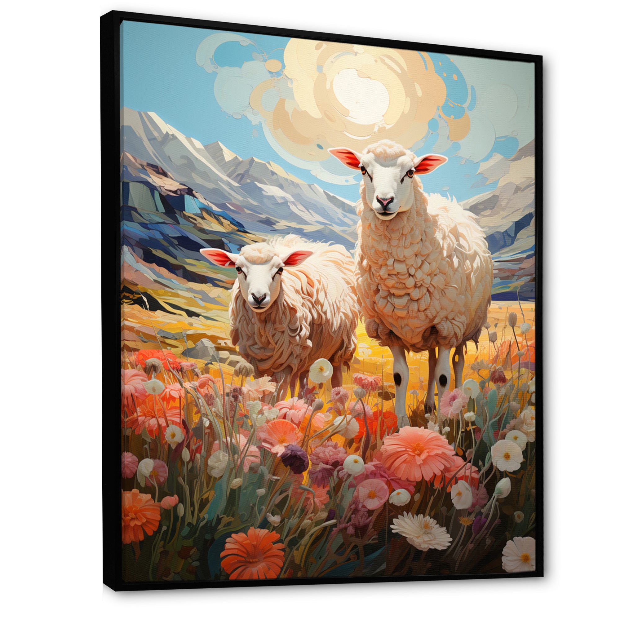 Sheep Whimsical Grazing - Sheep Wall Art Prints