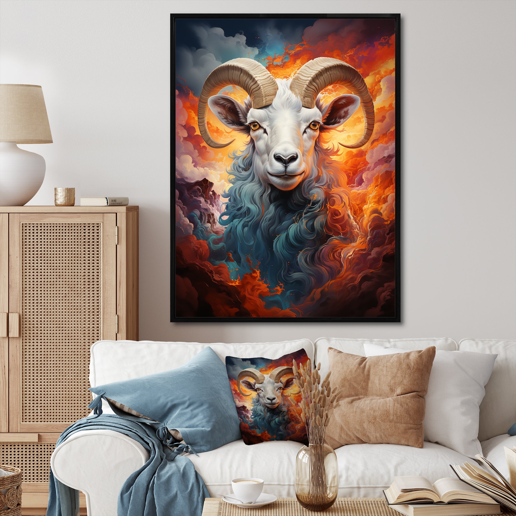 Teal Sheep Woolen Symphony - Teal Sheep Wall Art