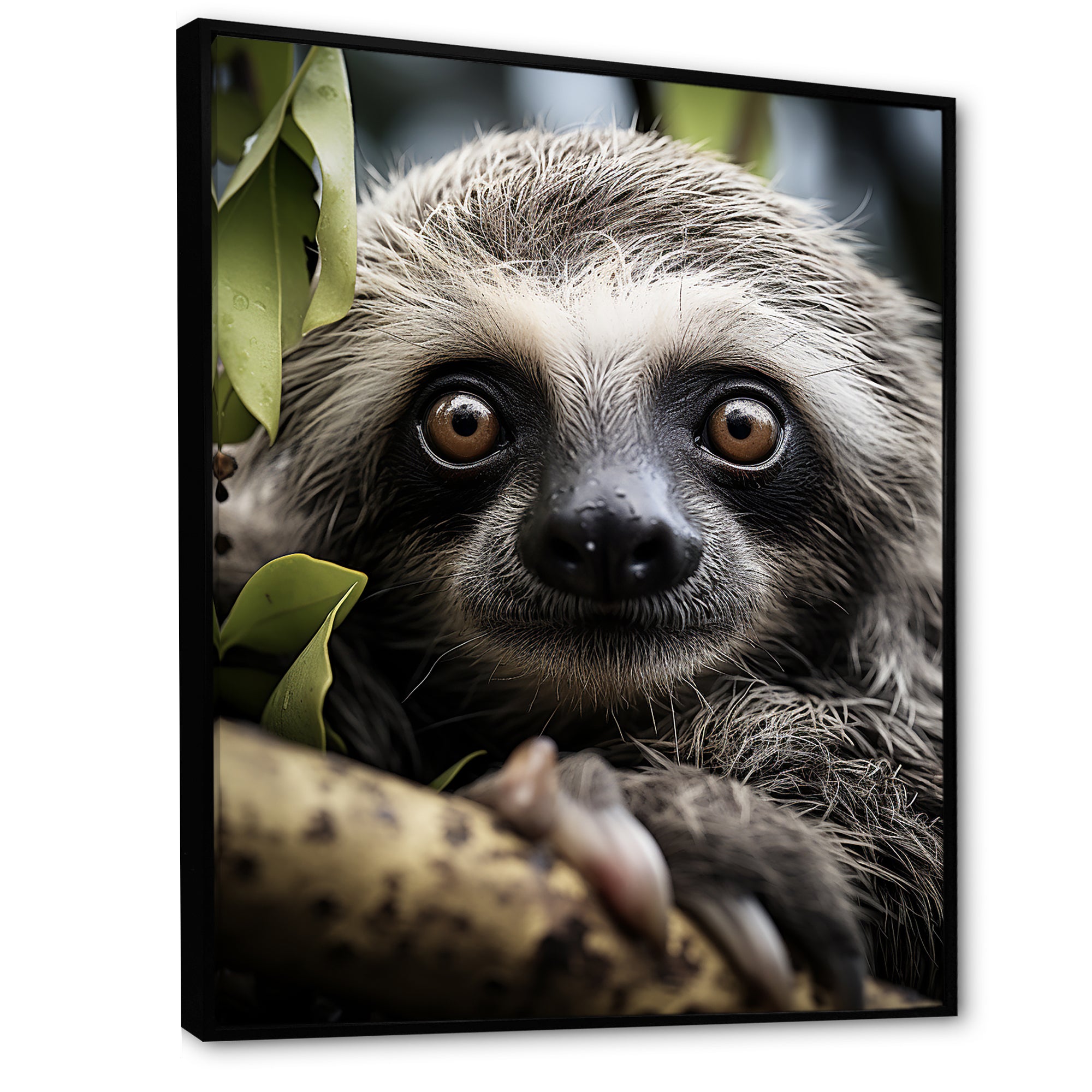 Sloth Portrait Vibrant - Sloth Framed Canvas Art