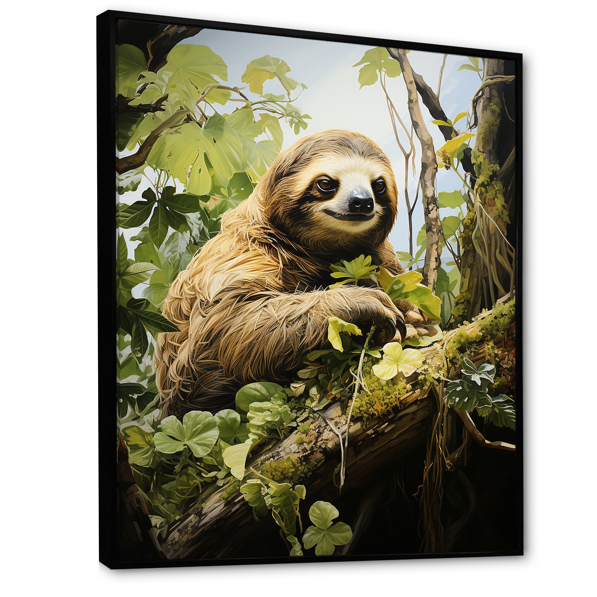 Sloth Slumbering Pastoral - Sloth Canvas Wall Art
