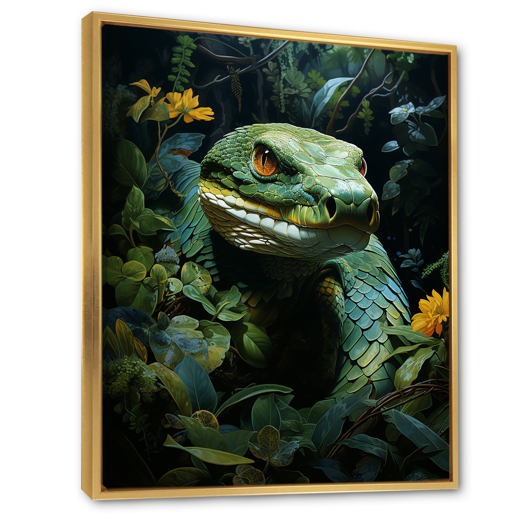 Green Snake Solitude - Snake Wall Art Prints