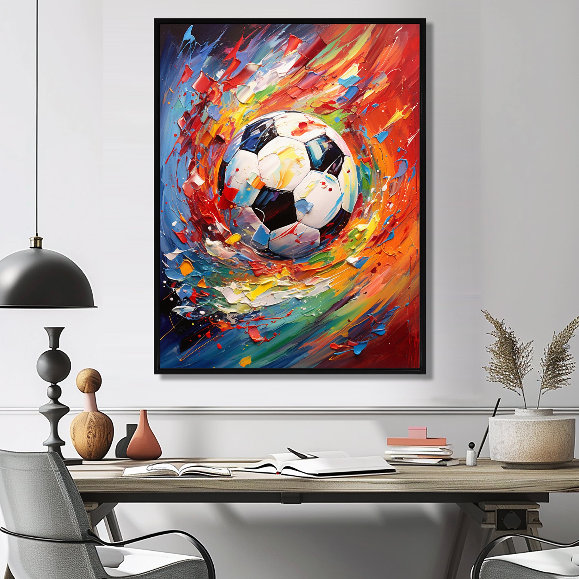 Abstract Soccer Energy - Soccer Canvas Wall Art