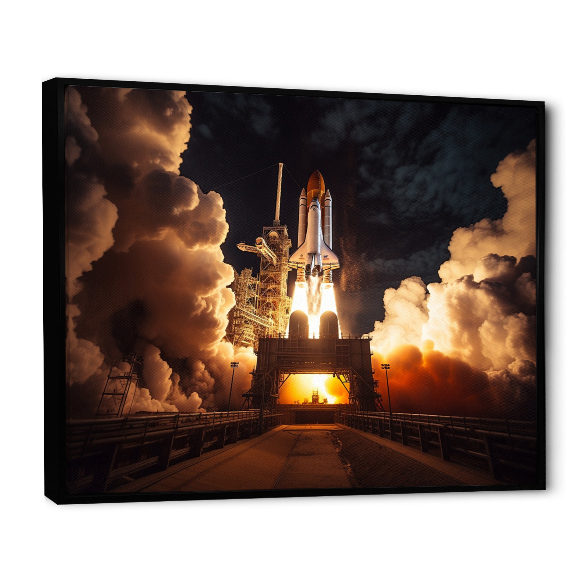 Space Shuttle Captivating Night Launch I - Space Shuttle Canvas Wall Art