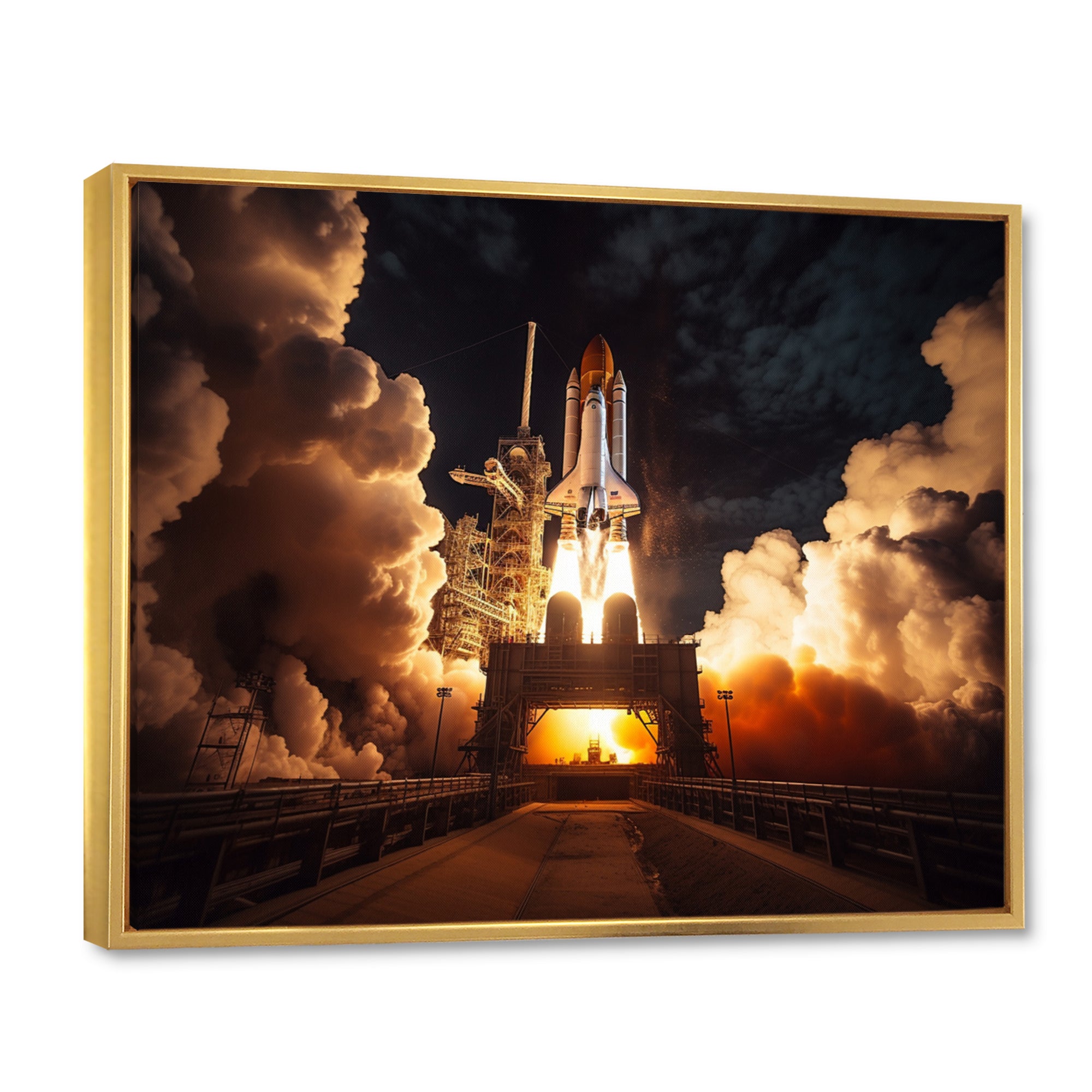 Space Shuttle Captivating Night Launch I - Space Shuttle Canvas Wall Art