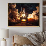 Space Shuttle Captivating Night Launch I - Space Shuttle Canvas Wall Art