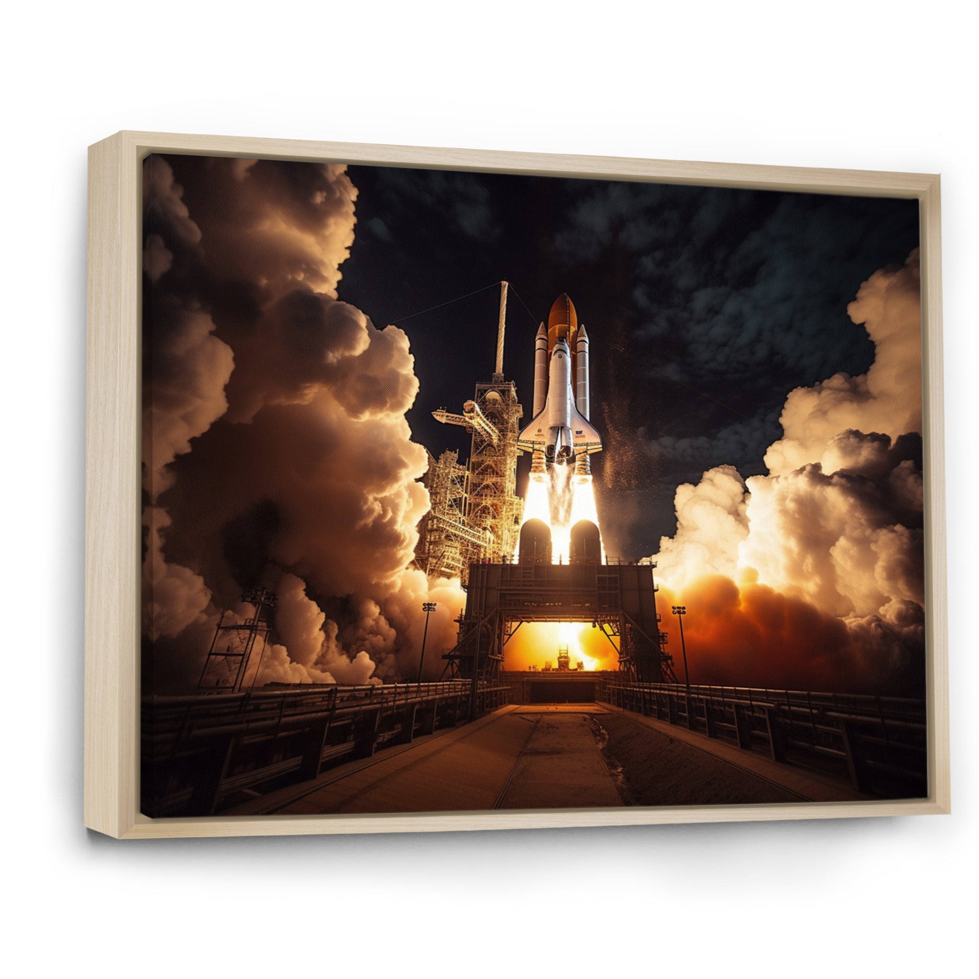 Space Shuttle Captivating Night Launch I - Space Shuttle Canvas Wall Art