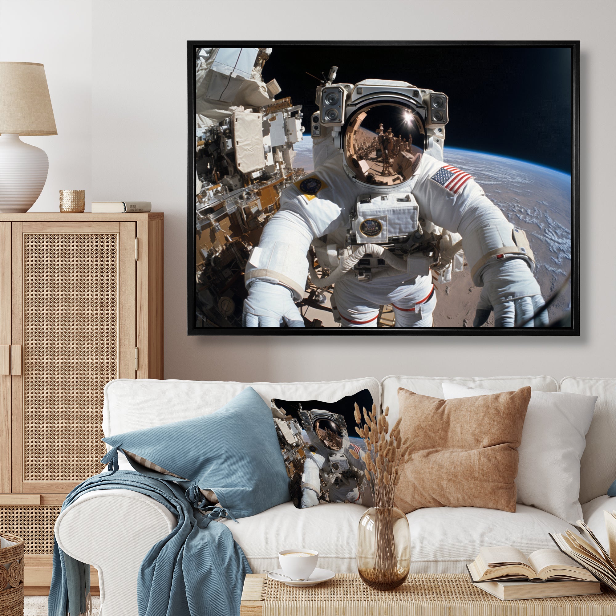 Space Astronauts Extravehicular Activities - Space Shuttle Canvas Wall Art