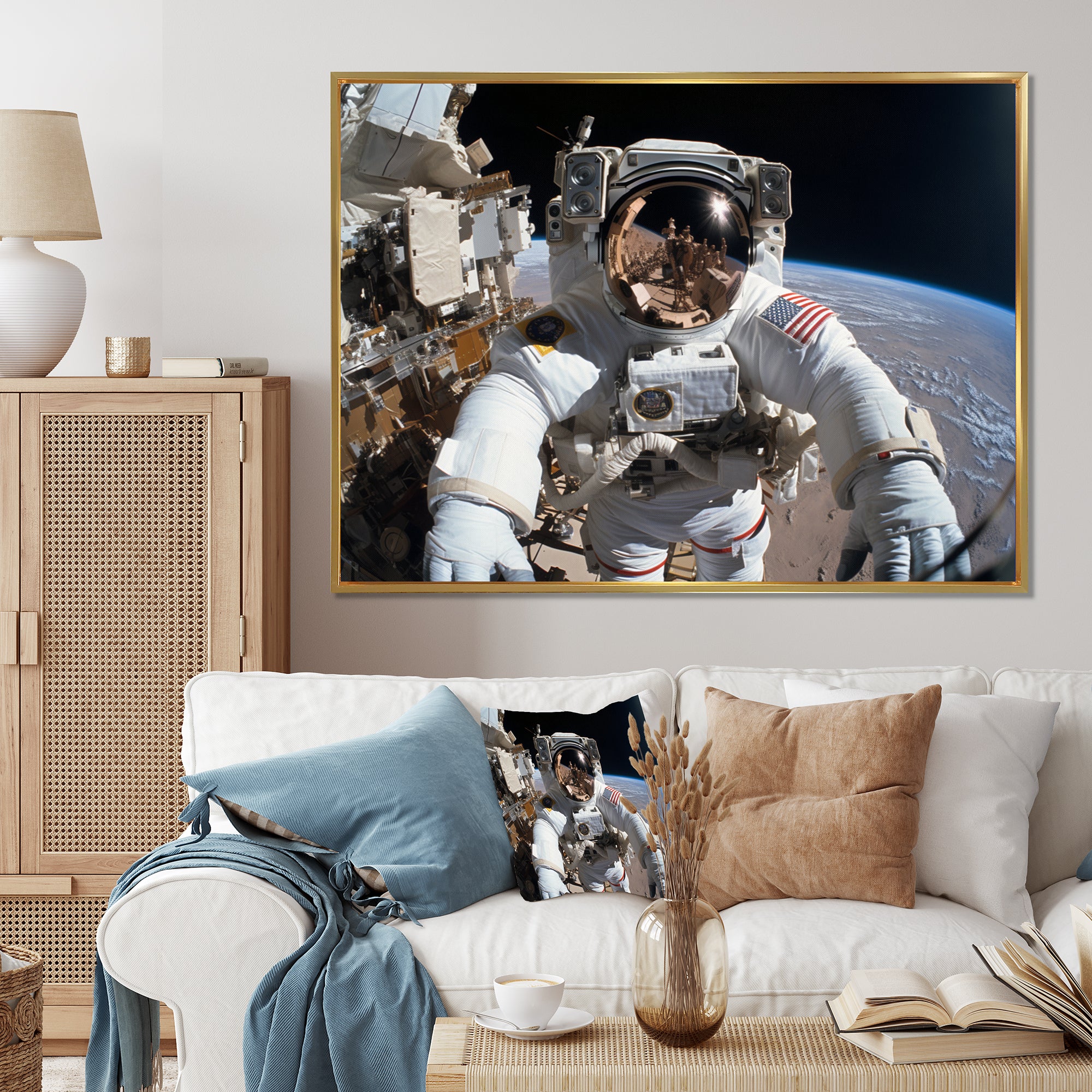 Space Astronauts Extravehicular Activities - Space Shuttle Canvas Wall Art